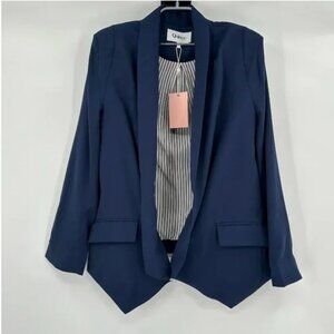 Quince Crepe Open Front Blazer Navy Blue Wrinklefree